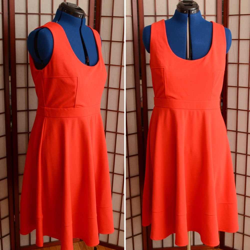 City Chic Red Fit and Flare Dress - Size S (14-16)
